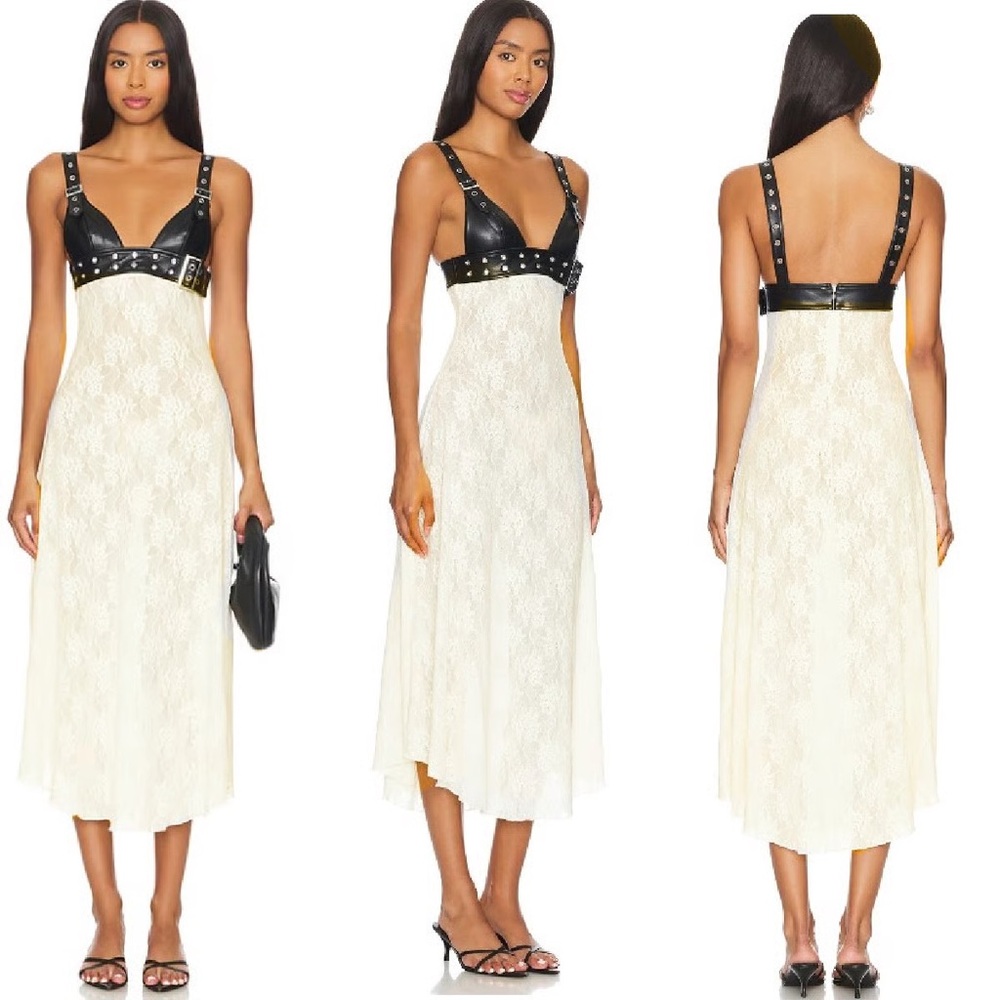 WeWoreWhat Lace and Leather Dress